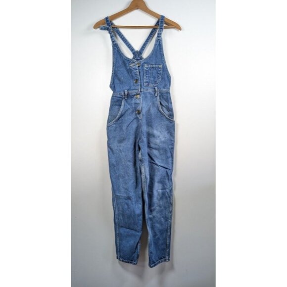 Vintage 80s Lee Overalls Junior Size 5/6 Tapered Button Front Mall Acid Wash Bib - Picture 1 of 13